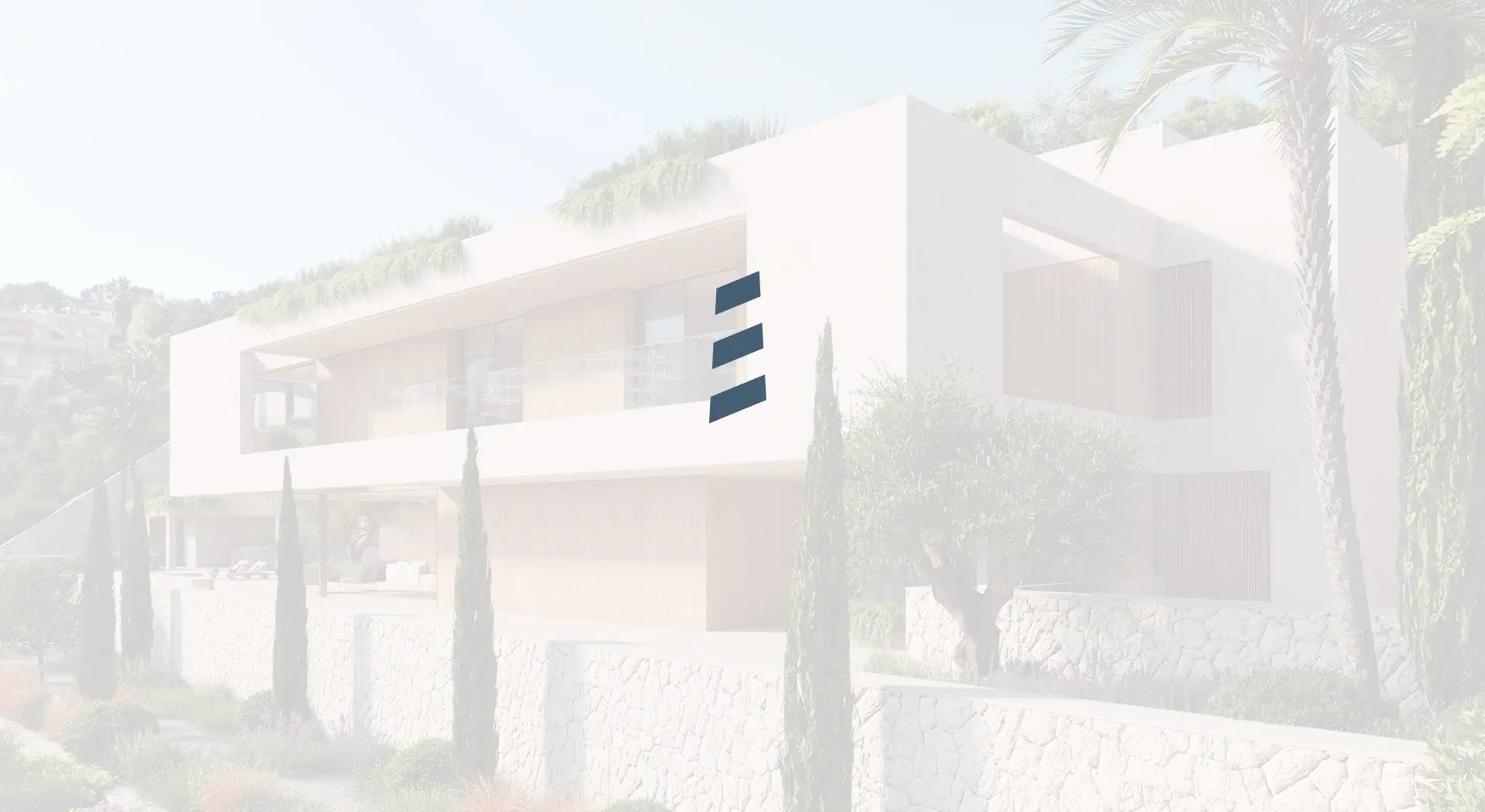 Un faro minimalista como guía hacia un chalet frente al mar.
