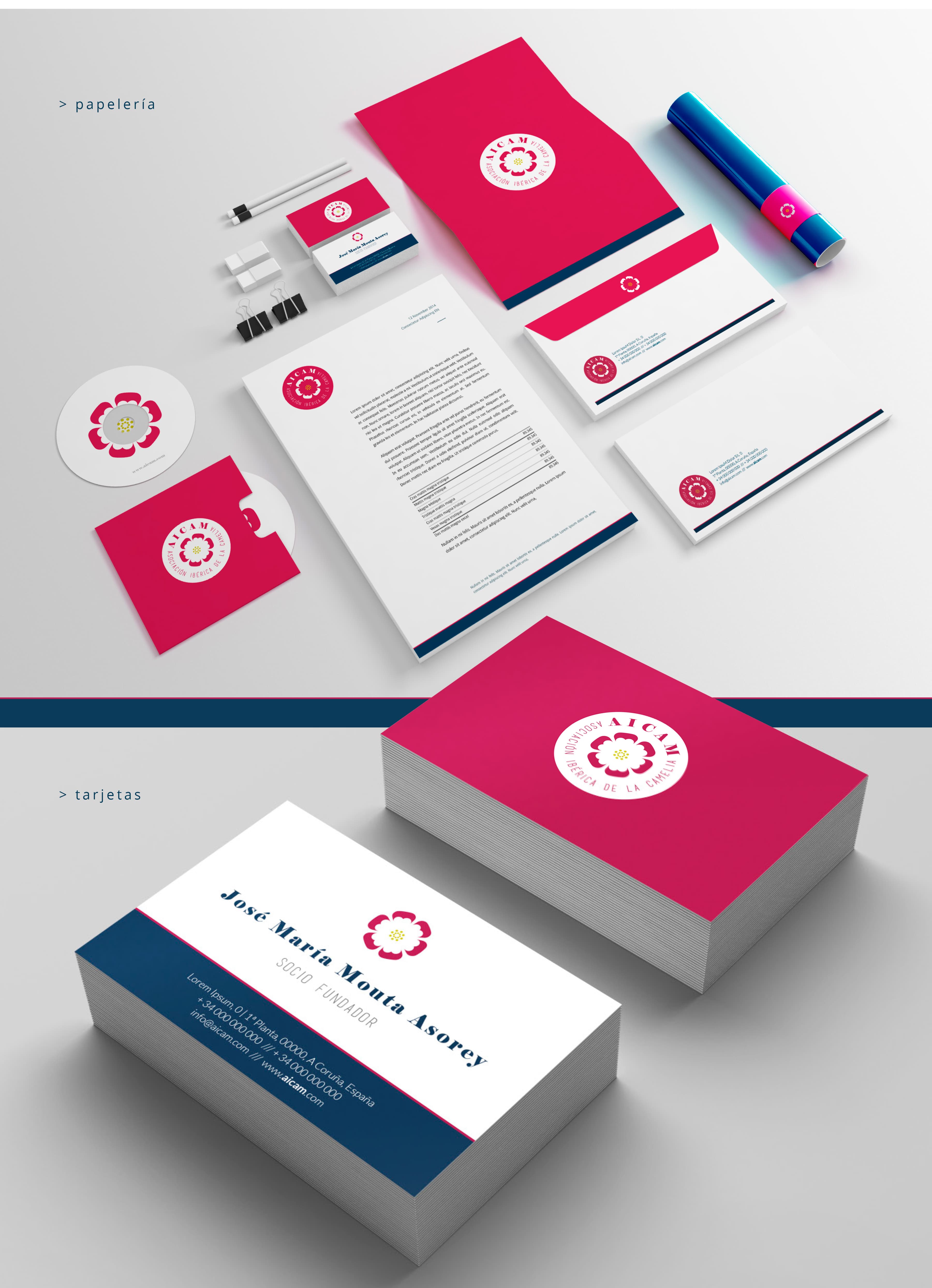 Mockup de papereria corporativa amb carpetes, targetes i sobres en rosa i blanc