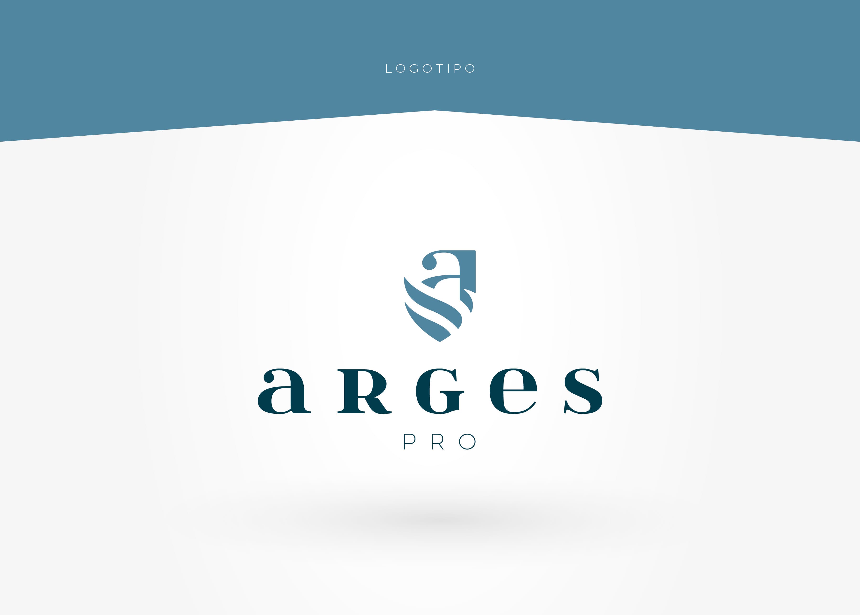 Presentation of the Arges Pro logotype with a shield-shaped emblem