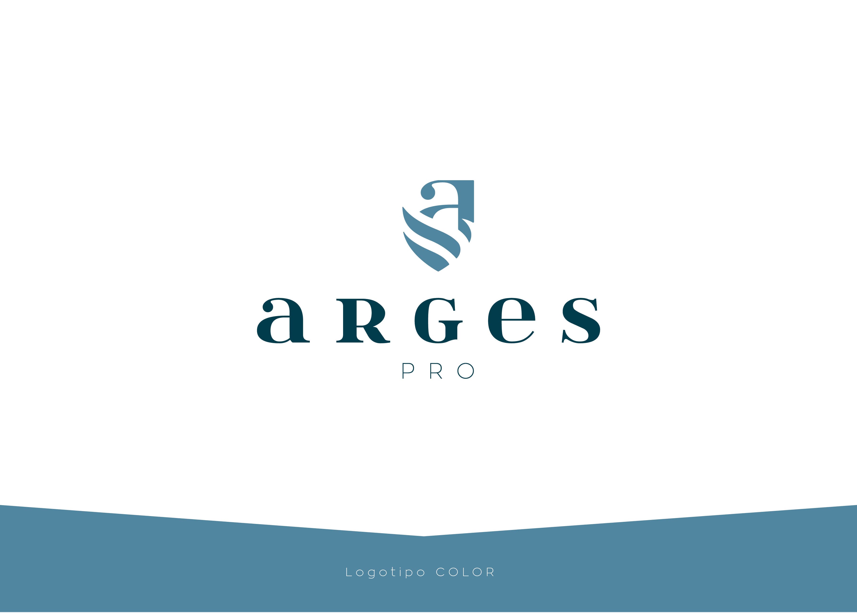 Arges Pro logotype in colour version on a white background