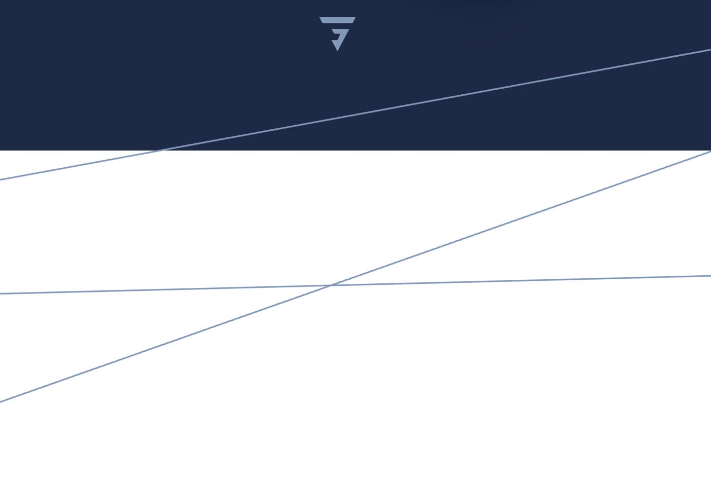 Detail of the logo's triangular symbol on a navy blue and white background