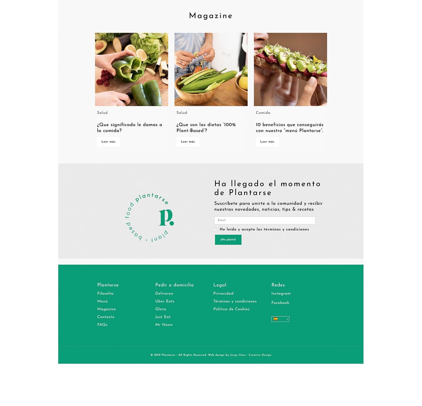 Website Magazine section with three recipe photos
