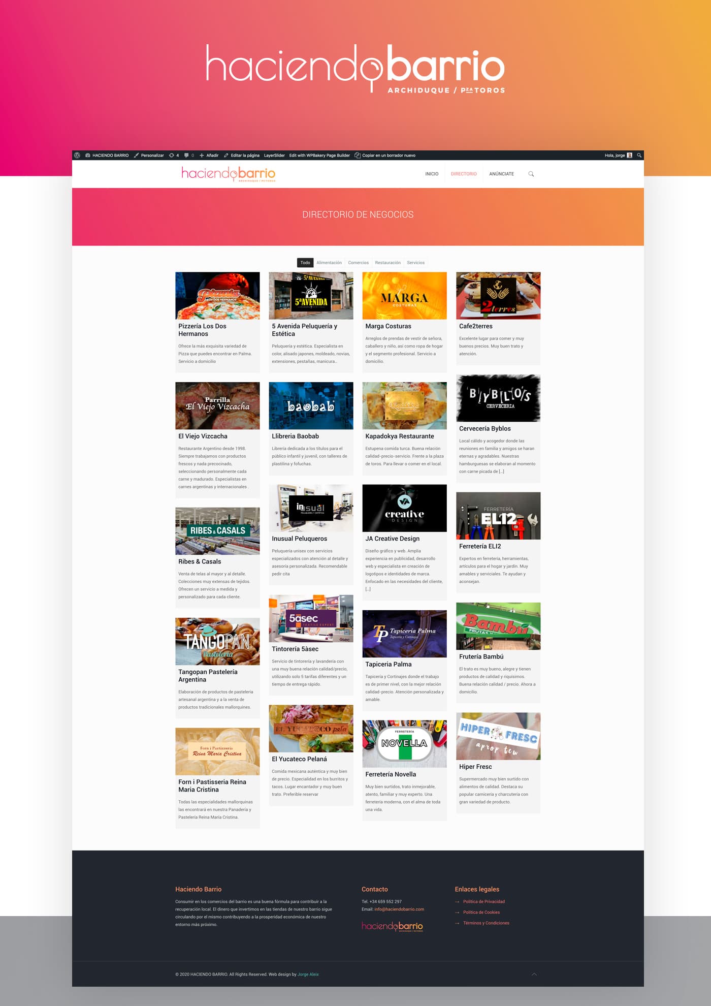 Web directory page with local business listings from the neighbourhood
