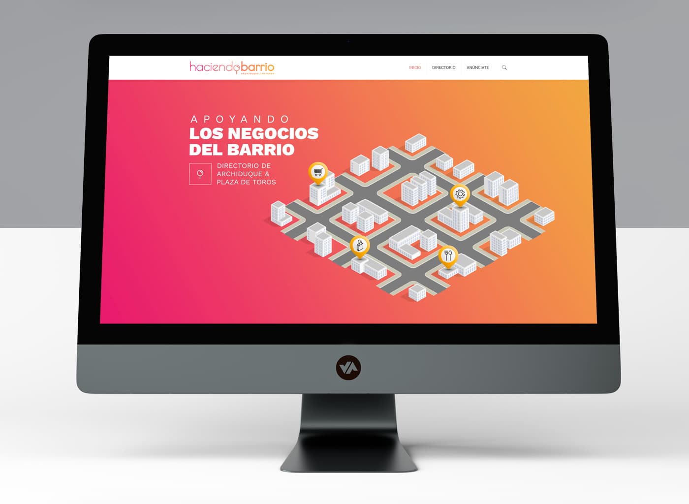 Homepage mockup on a desktop computer screen