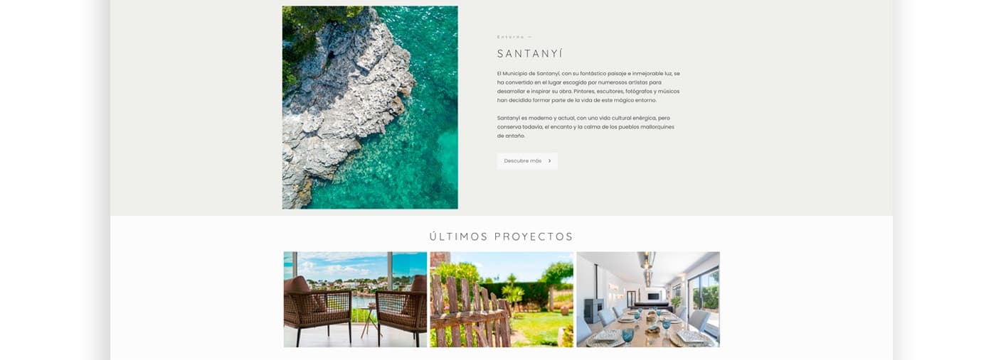 Pàgina Entorn de la web amb fotografies de cales i pobles de Santanyí