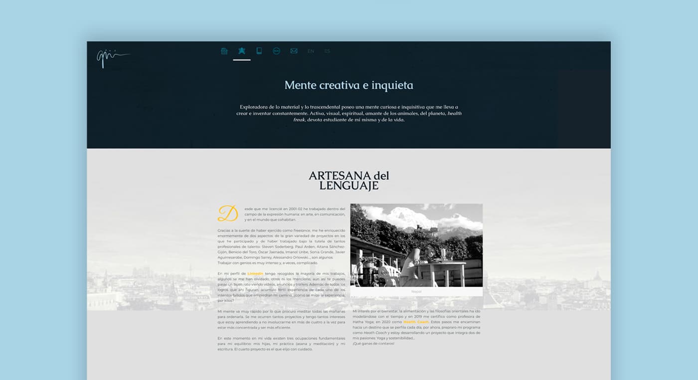 Sección web Artesana del Lenguaje con fotografía en blanco y negro tomada en Nepal