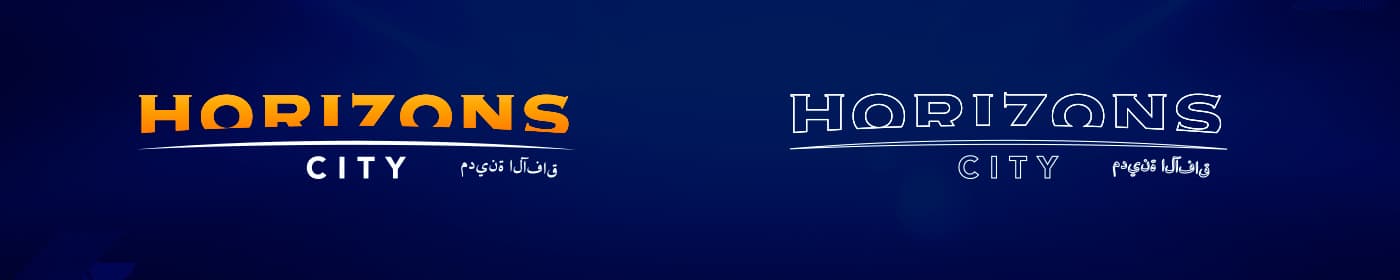 Horizontal Horizons City logo in colour and outline versions