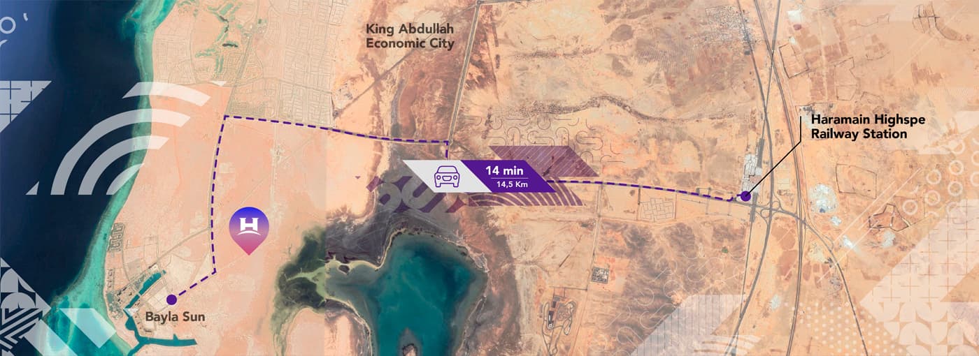 Location map of the park with distances to King Abdullah Economic City