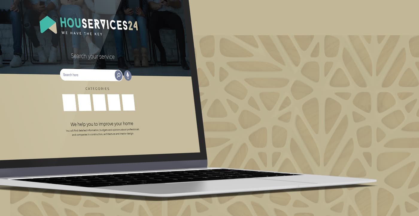 Mockup of the logo applied to the website homepage on a laptop