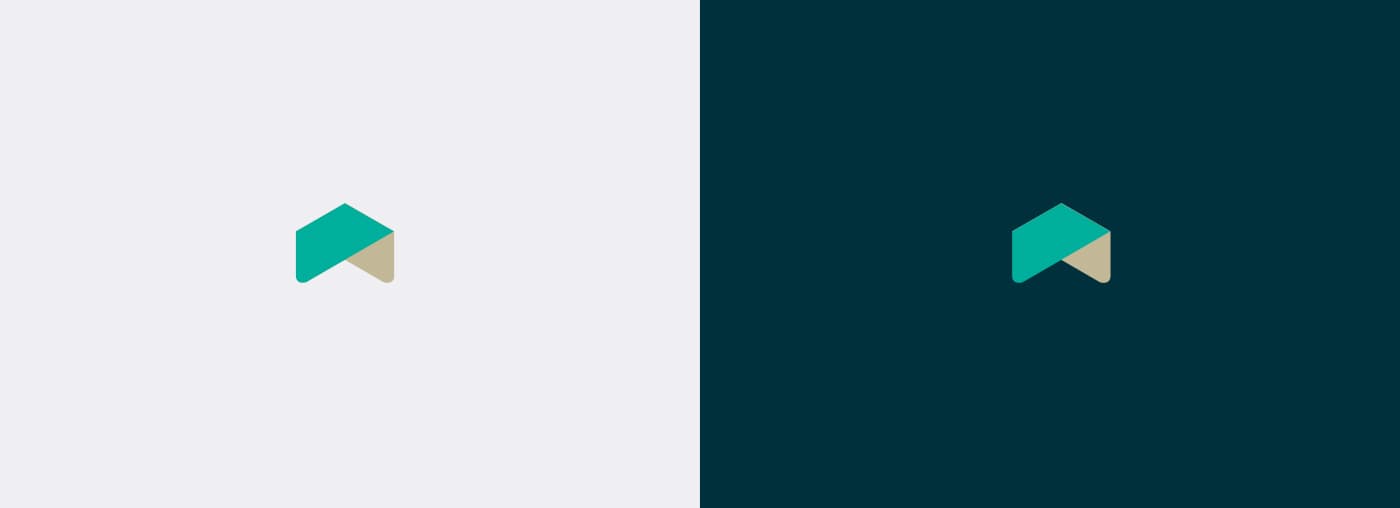 Roof icon on a light background and on a dark petrol blue background
