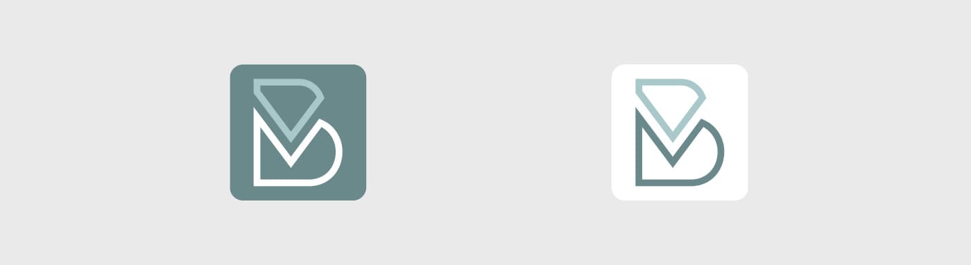Icones quadrades del logotip en versió fosca i clara sobre gris