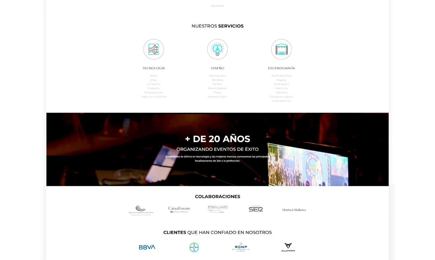 Secció de serveis d'AICO: tecnologia, disseny i escenografia