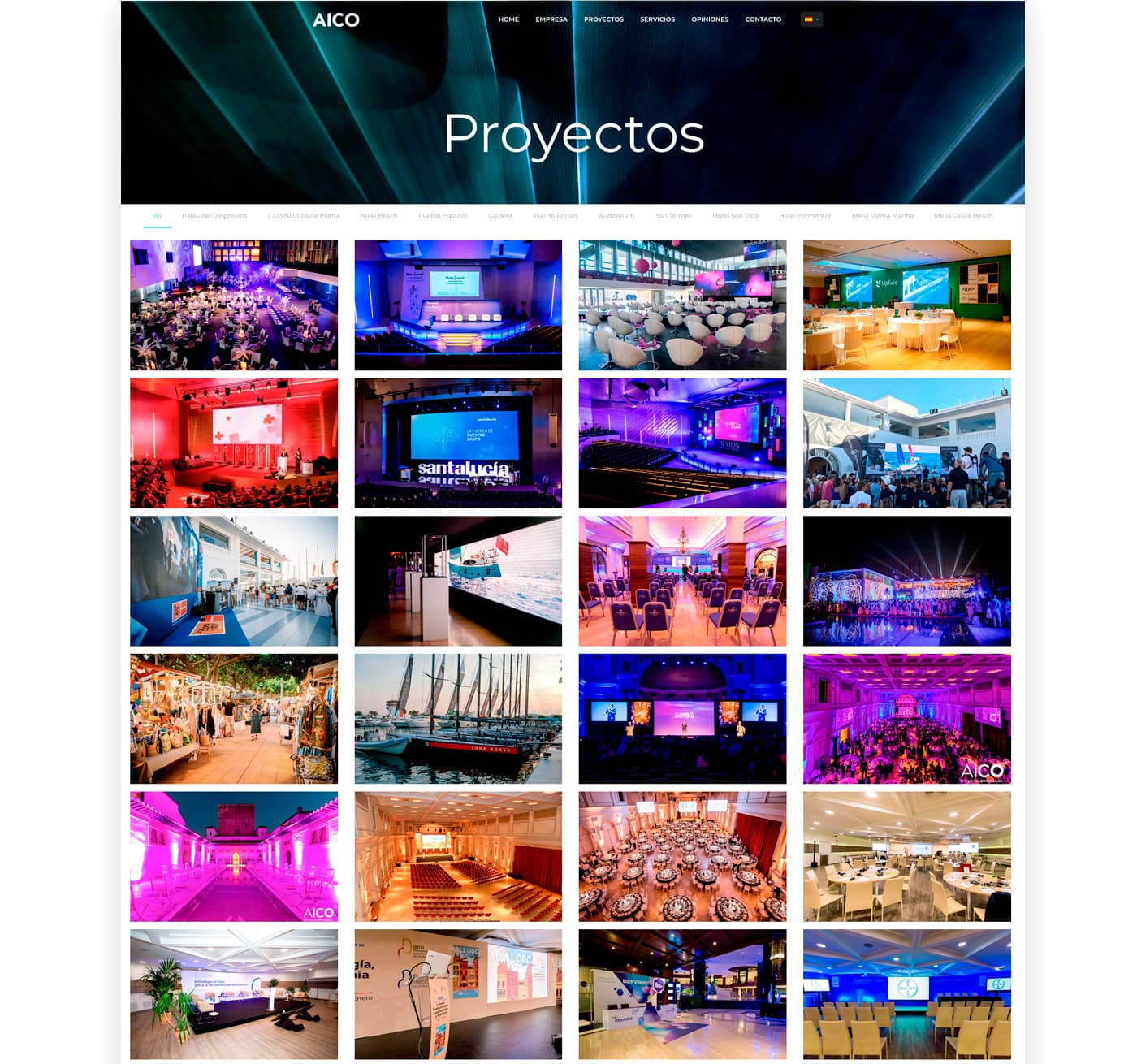 Quadrícula de fotografies d'esdeveniments i produccions audiovisuals d'AICO