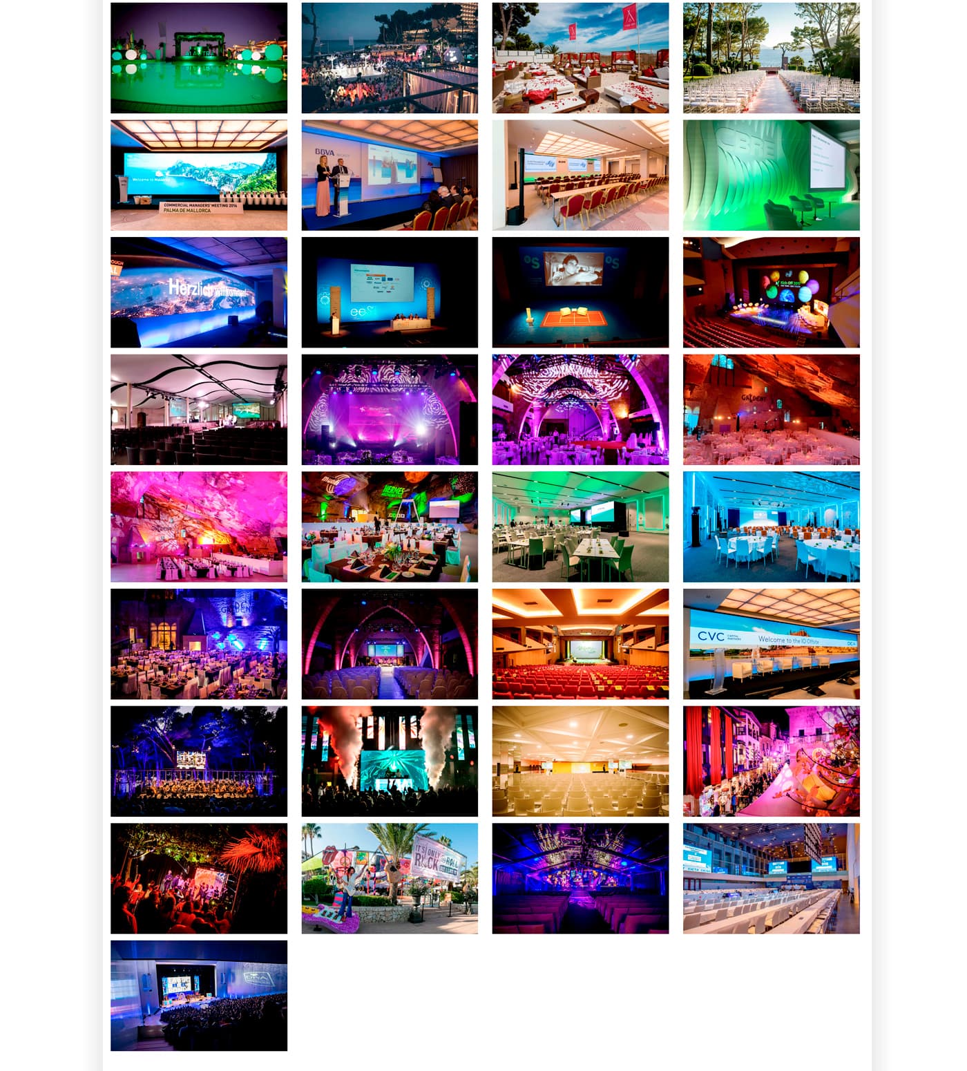 Franja addicional de fotografies d'esdeveniments, casaments i sales il·luminades d'AICO