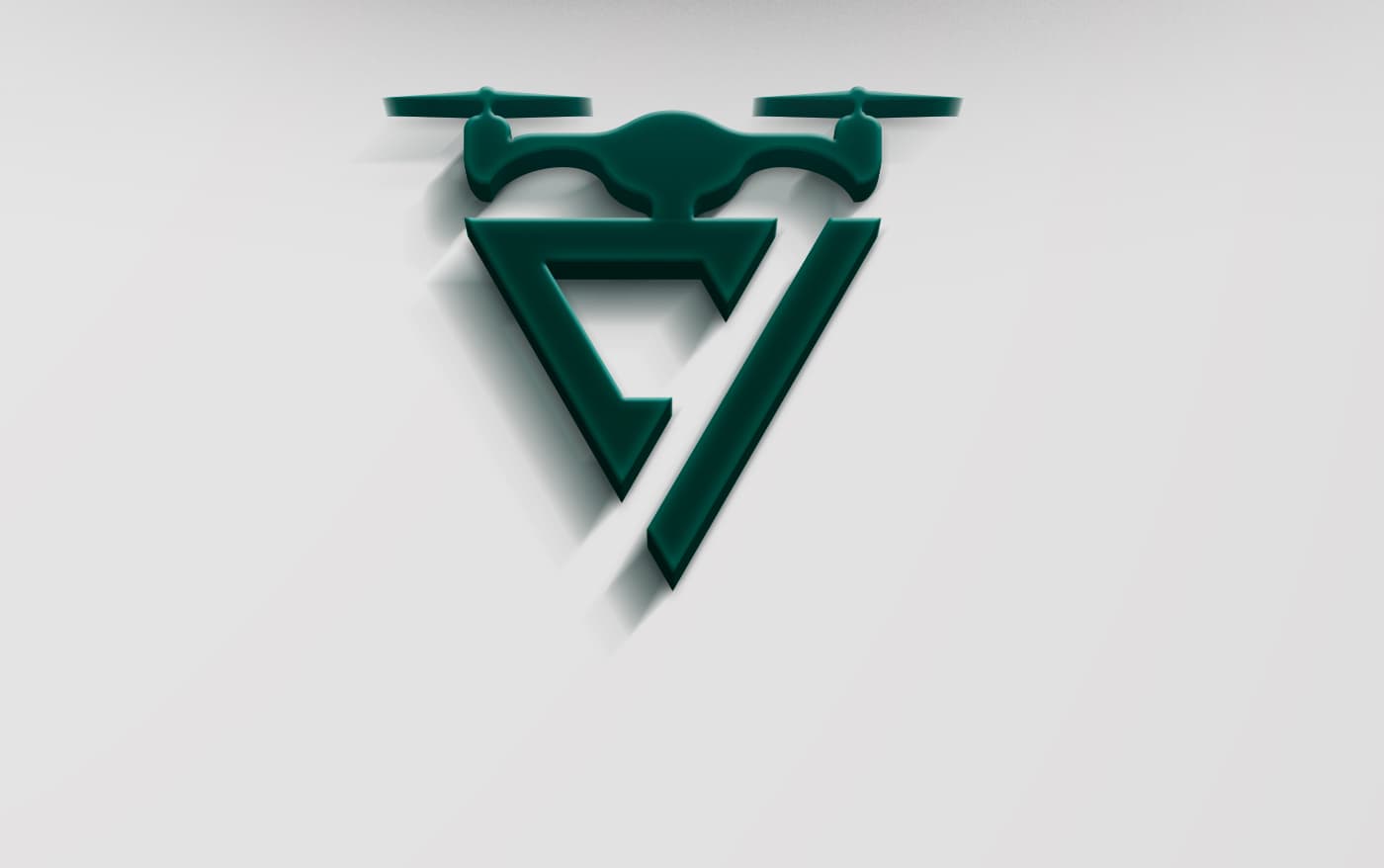 Green embossed drone isotype applied on a white surface