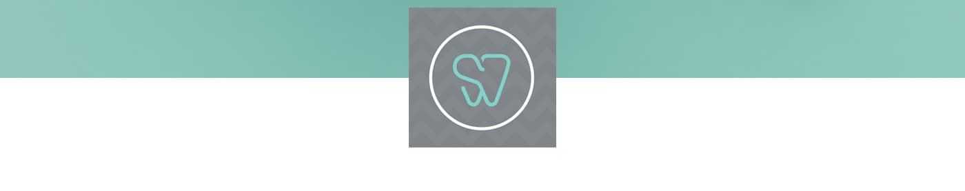 Icono circular del logotipo de Dental Son Verí sobre fondo verde menta