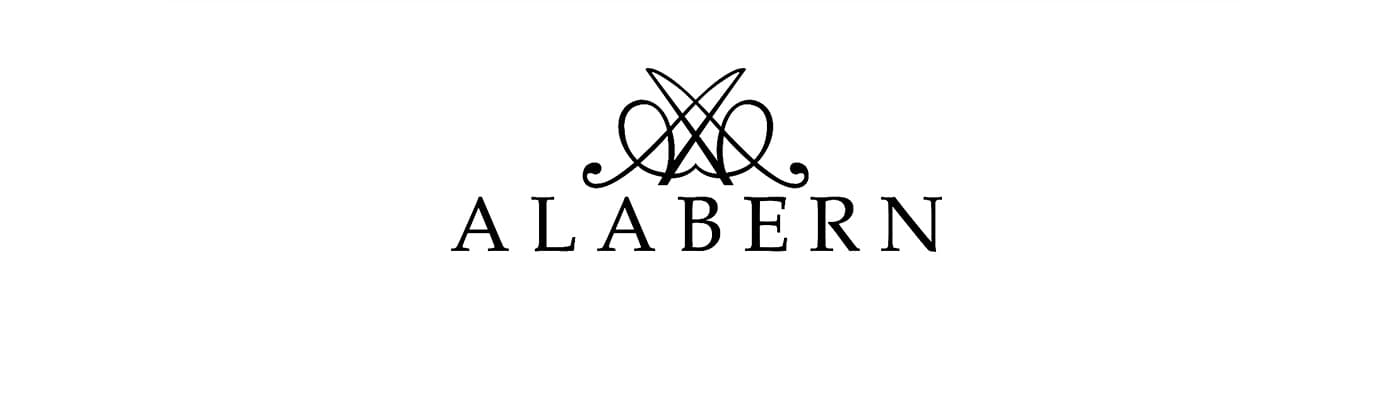 Typographic logotype of Alabern in black on a white background