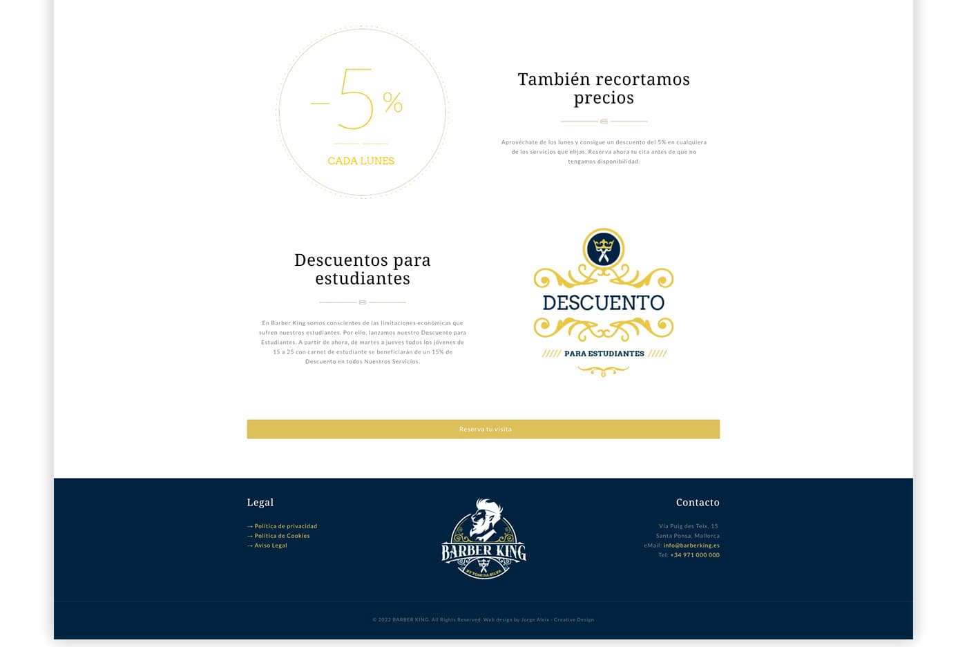 Captura del peu de pàgina amb descomptes i dades de contacte