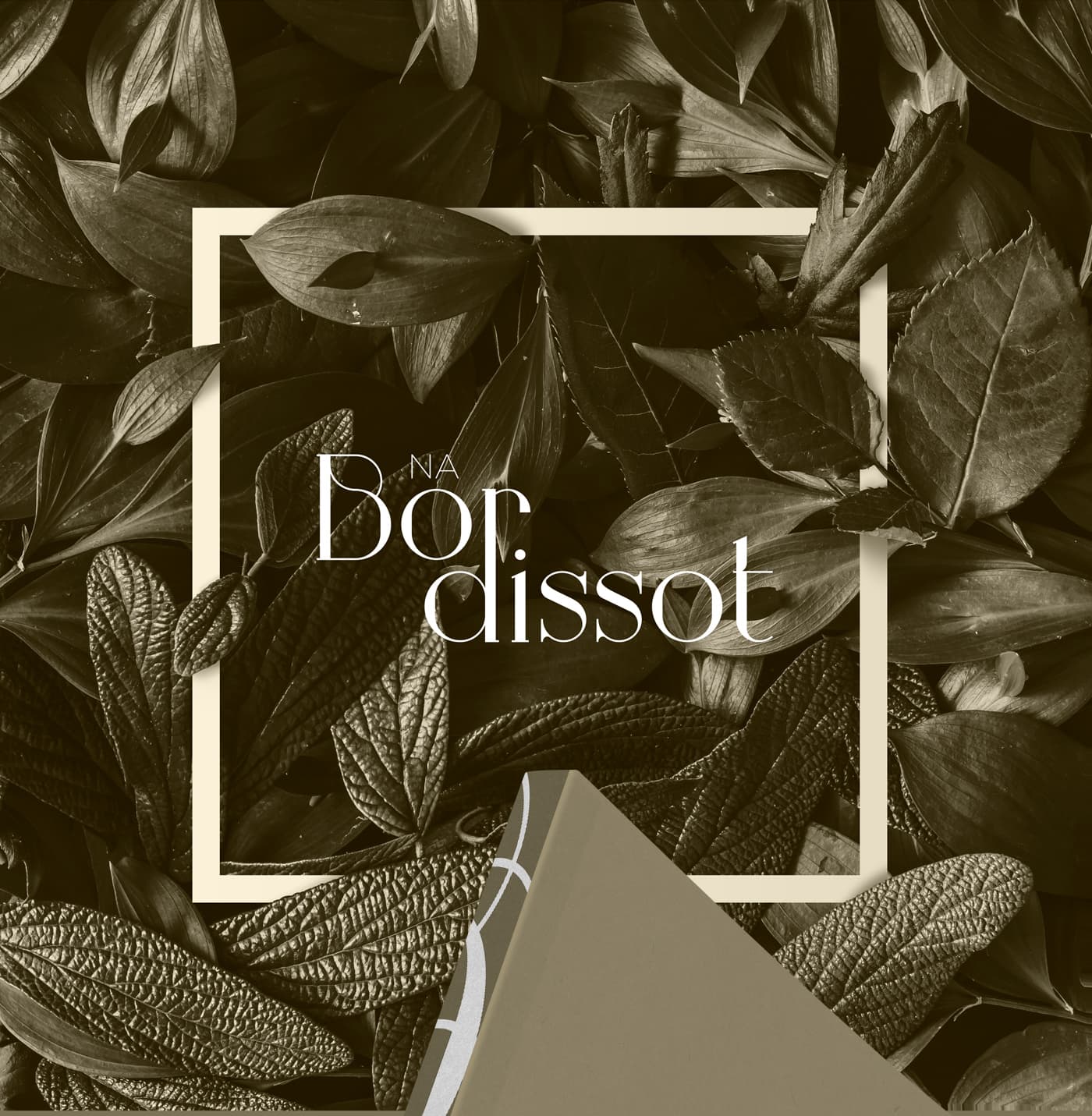 Na Bordissot logo framed against a background of dark leaves