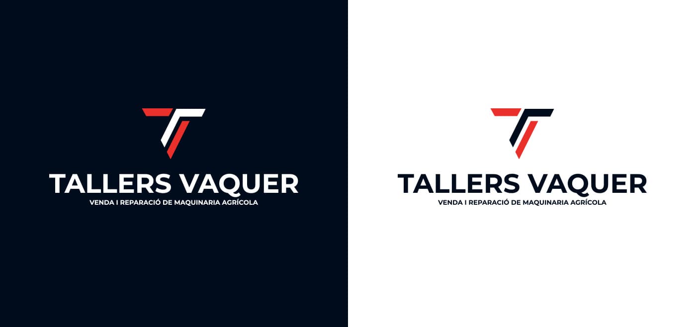 Logotype in positive and negative versions on white and navy blue backgrounds