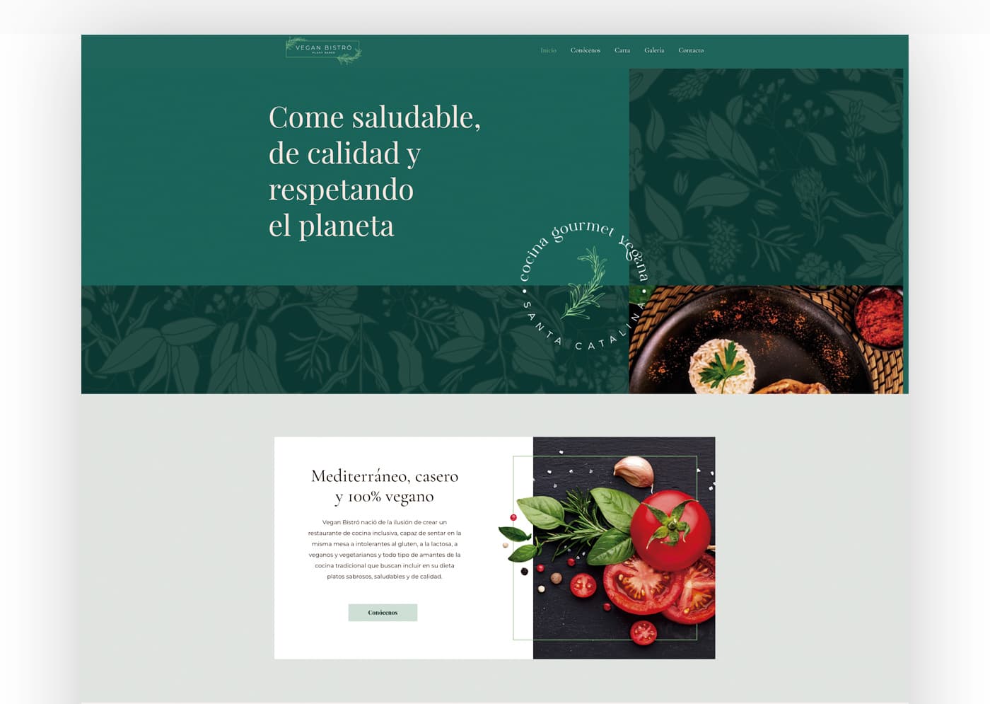 Screenshot of the website homepage with the headline Eat healthy, eat quality