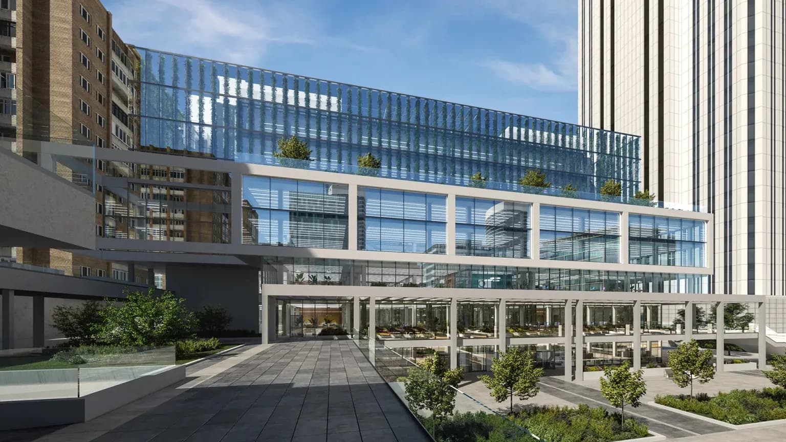 Render exterior de l'edifici d'oficines de Patio Innovation & Startup Campus