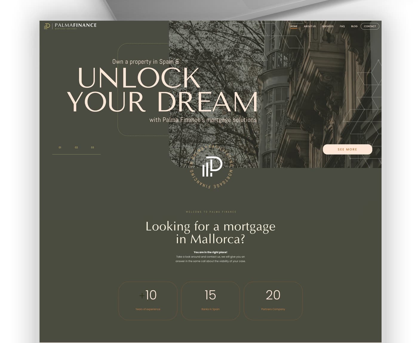 Website homepage with the headline Unlock Your Dream and company figures