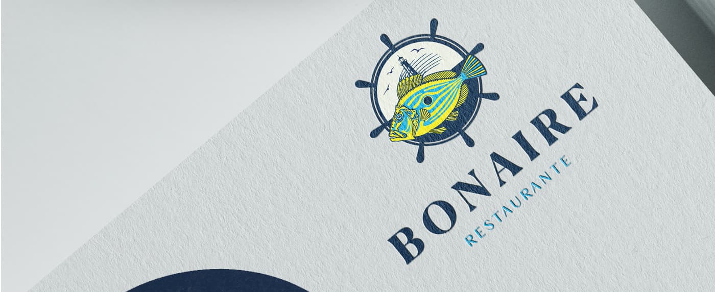 Close-up detail of the Bonaire logotype printed on textured paper