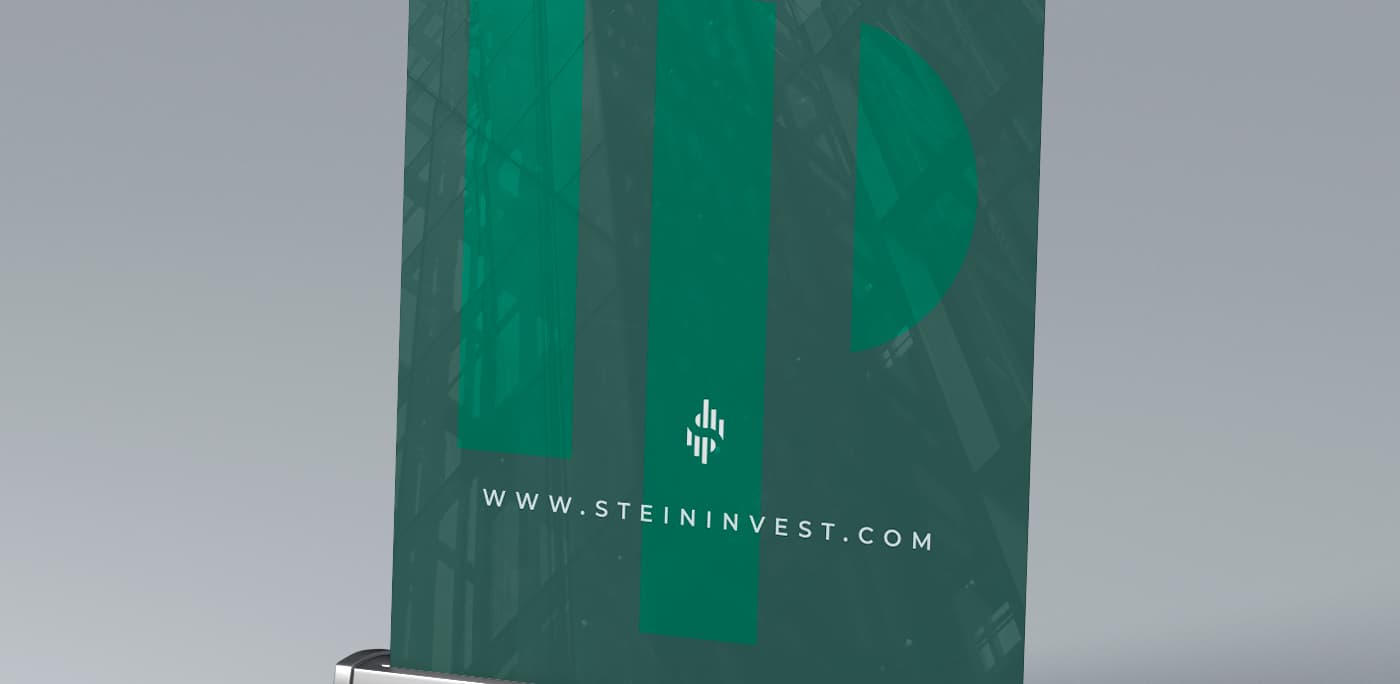 Detail of the roll-up with the web address www.steininvest.com
