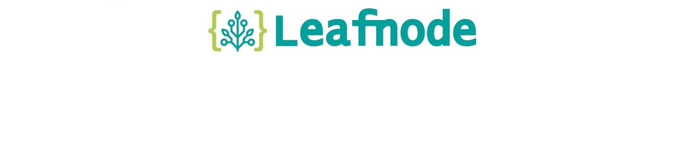 Logotipo de Leafnode centrado sobre fondo blanco