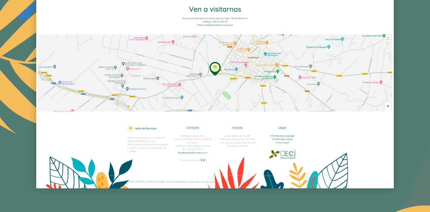 Footer with a location map and Come visit us