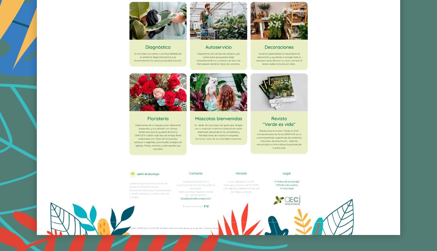 Service cards for diagnosis, self-service and a gardening magazine