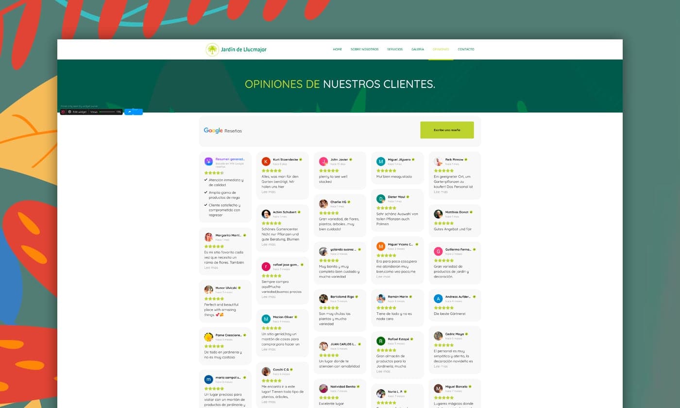 Reviews page with Google customer reviews