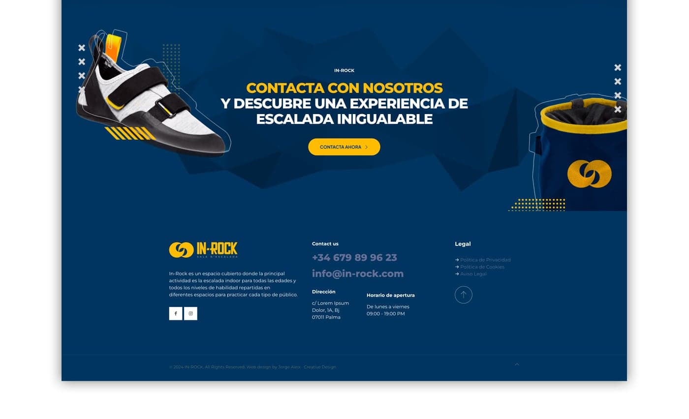 Website footer with a call to action to get in touch