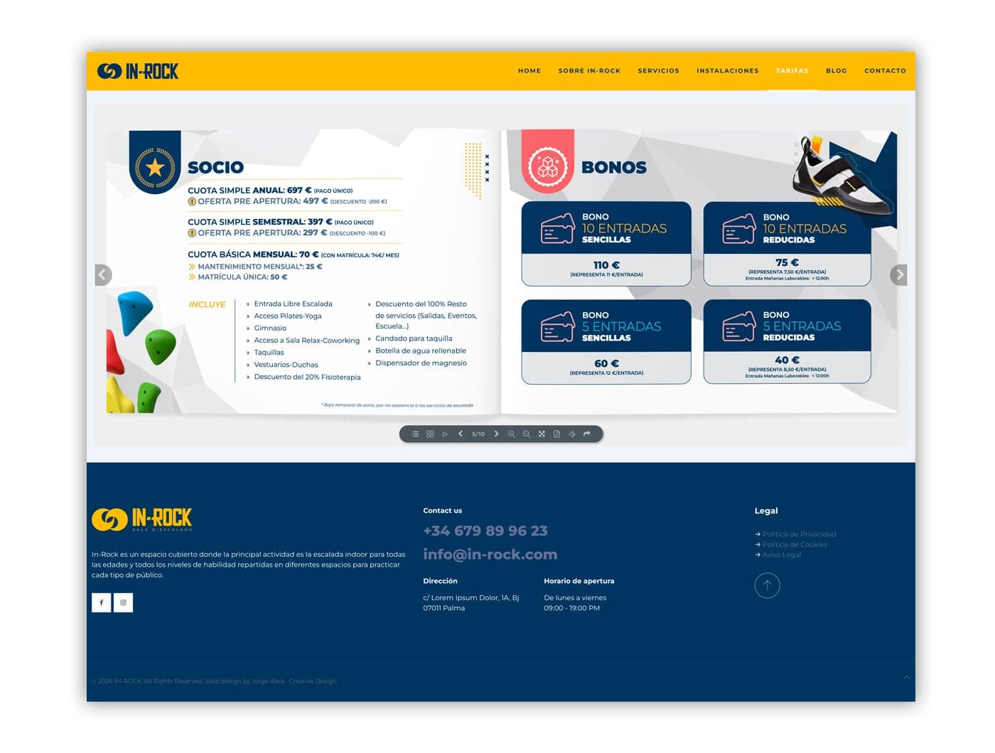 Pricing page with membership plans and entry passes