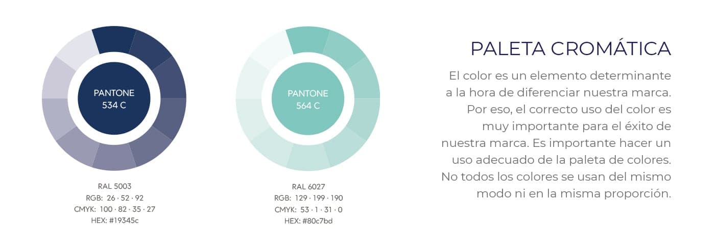 Paleta cromàtica Pantone blau marí i verd aigua de Smash Padel