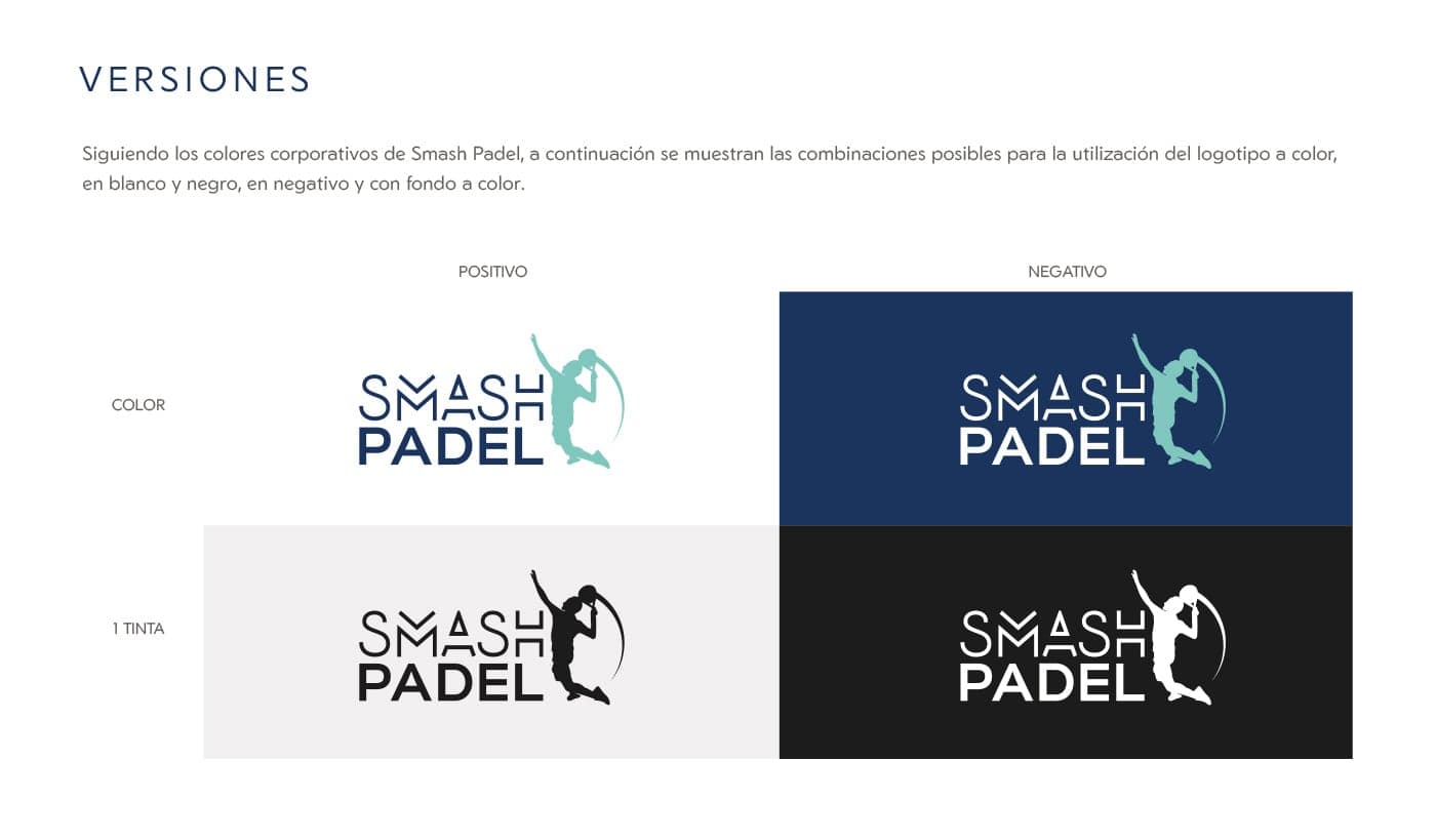 Taula de versions del logotip en color, 1 tinta, positiu i negatiu