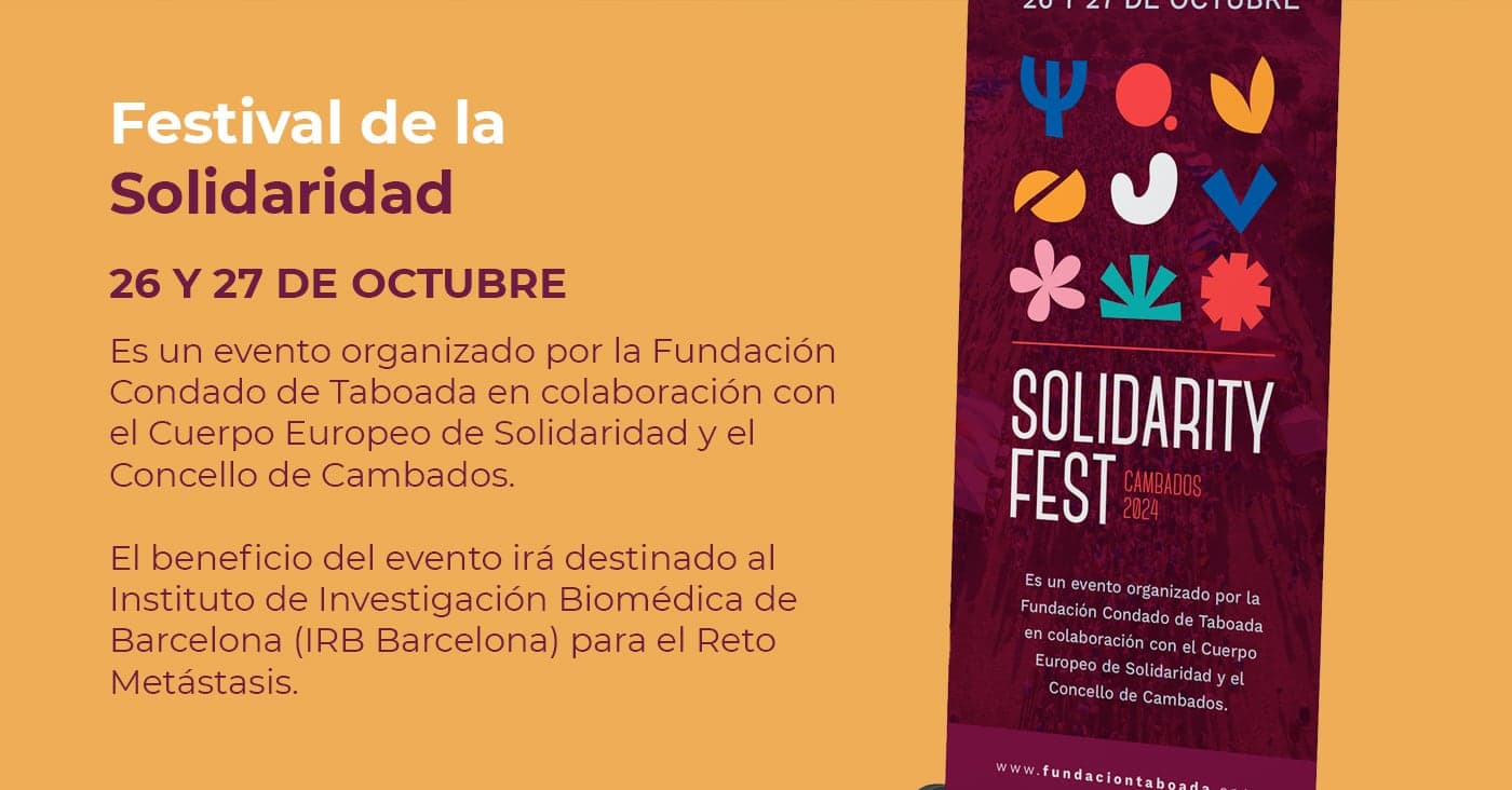 Cartell groc del Festival de la Solidaritat amb les dates 26 i 27 d'octubre