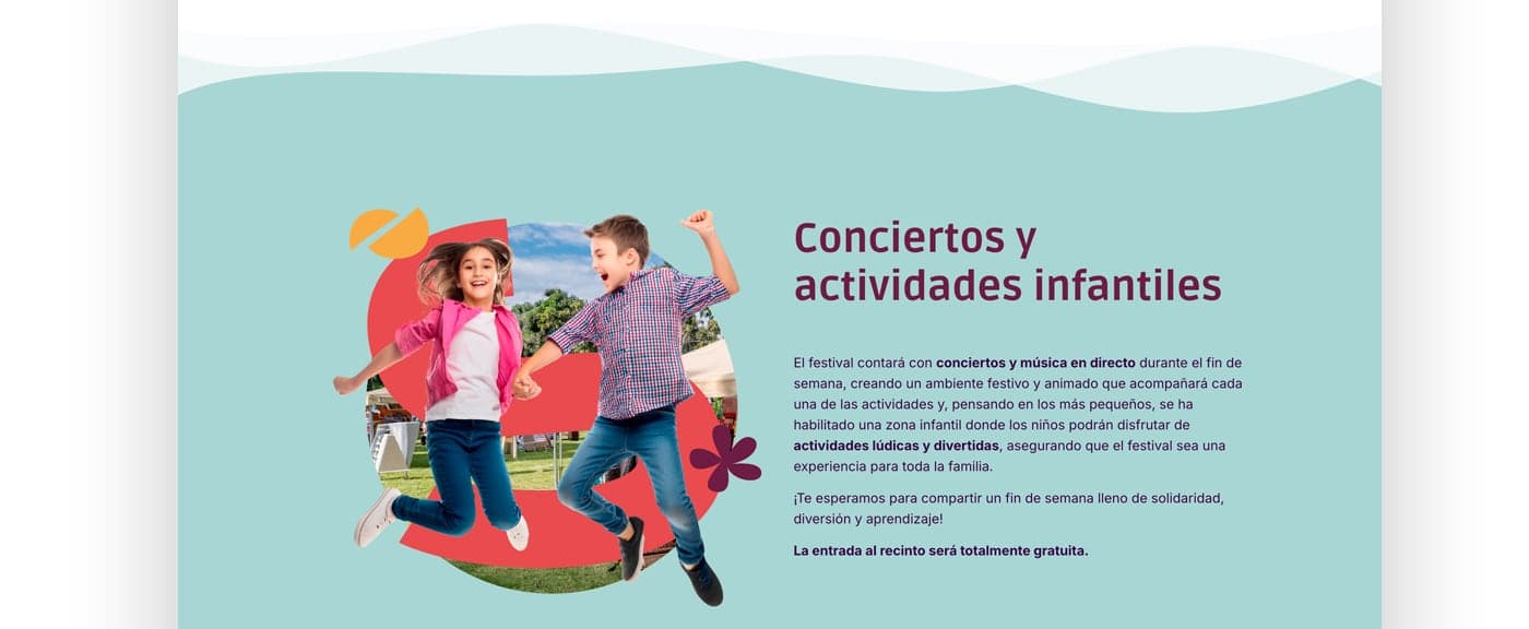 Secció Concerts i activitats infantils amb fotografia de nens saltant