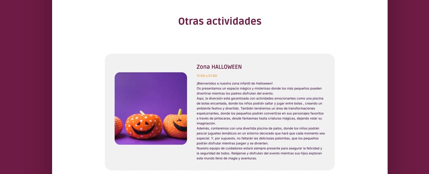 Secció Altres activitats amb la Zona Halloween per a nens