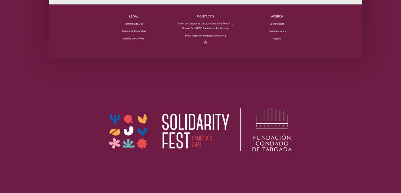 Peu de pàgina de la web amb el logotip del festival i de la Fundació Condado de Taboada