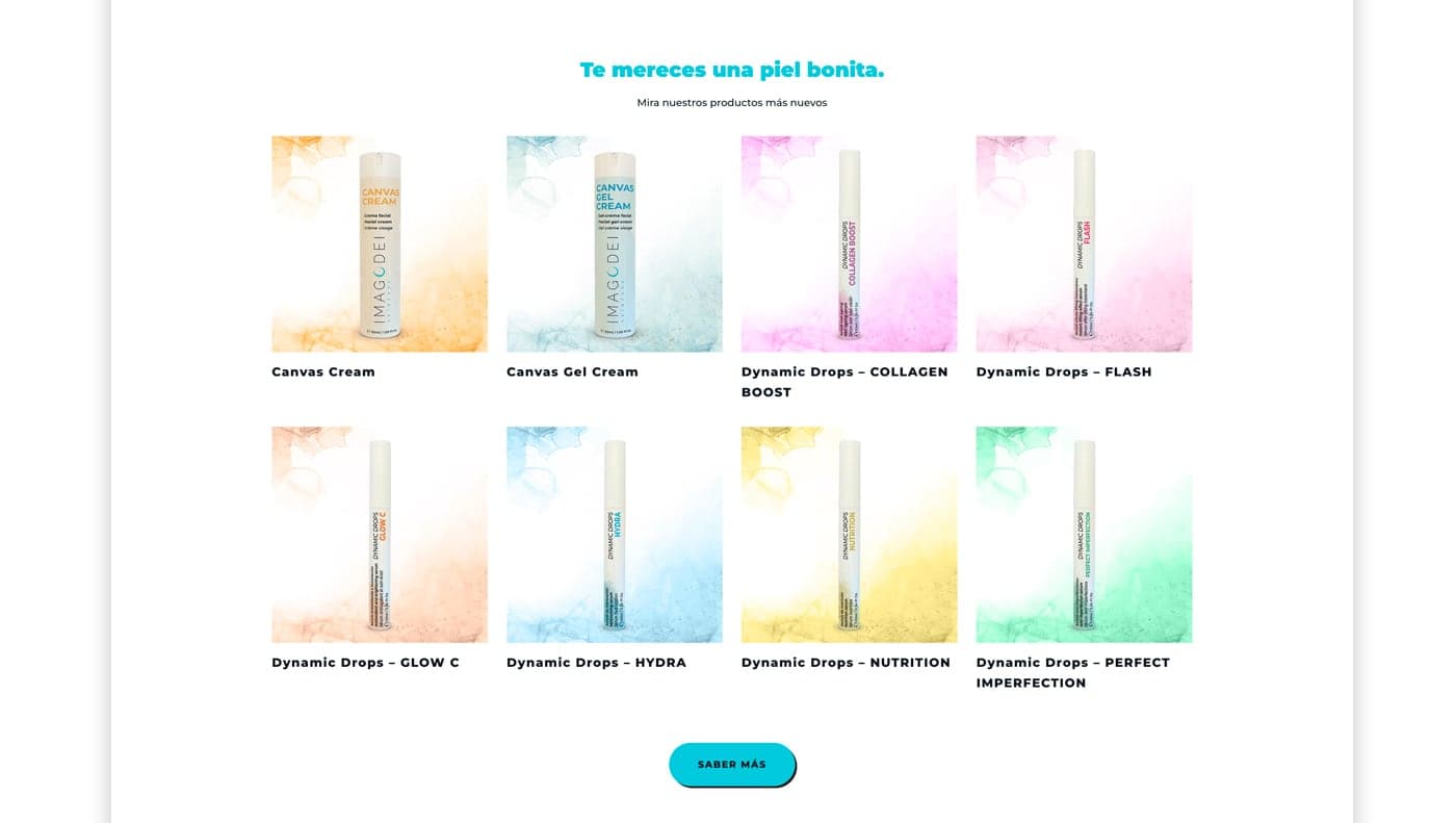 Grid of products on the shop's web page