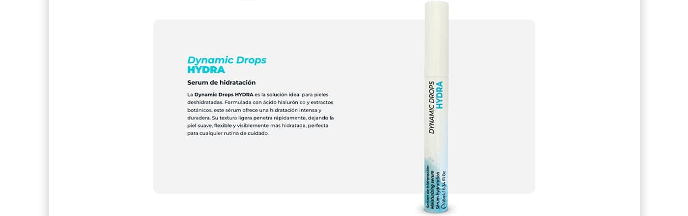 Web product page for the Dynamic Drops Hydra serum