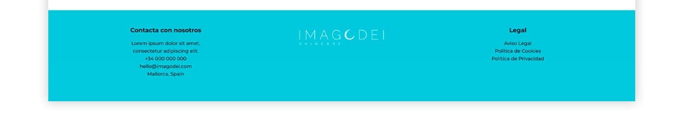 Full-width turquoise footer with legal links