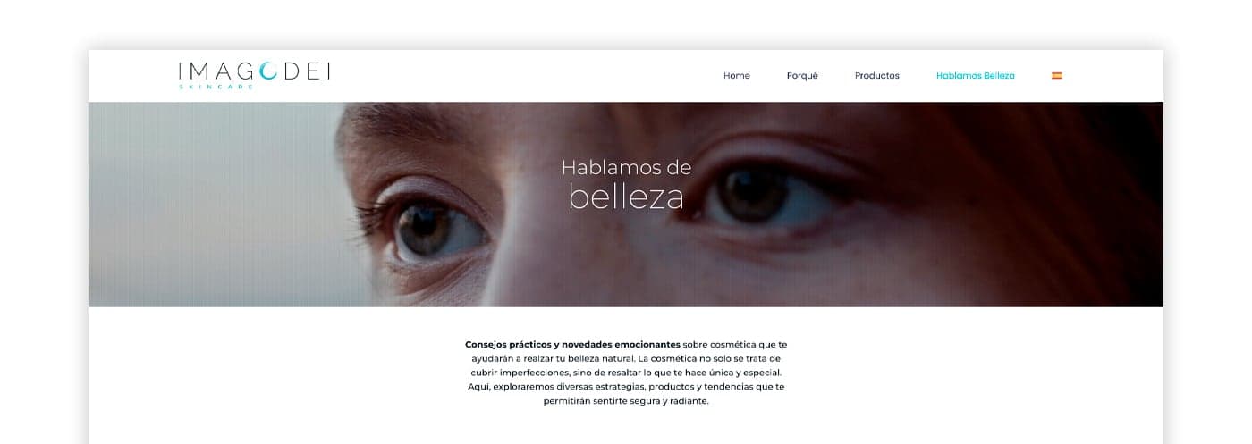 Header of the We Talk Beauty section with a close-up of eyes