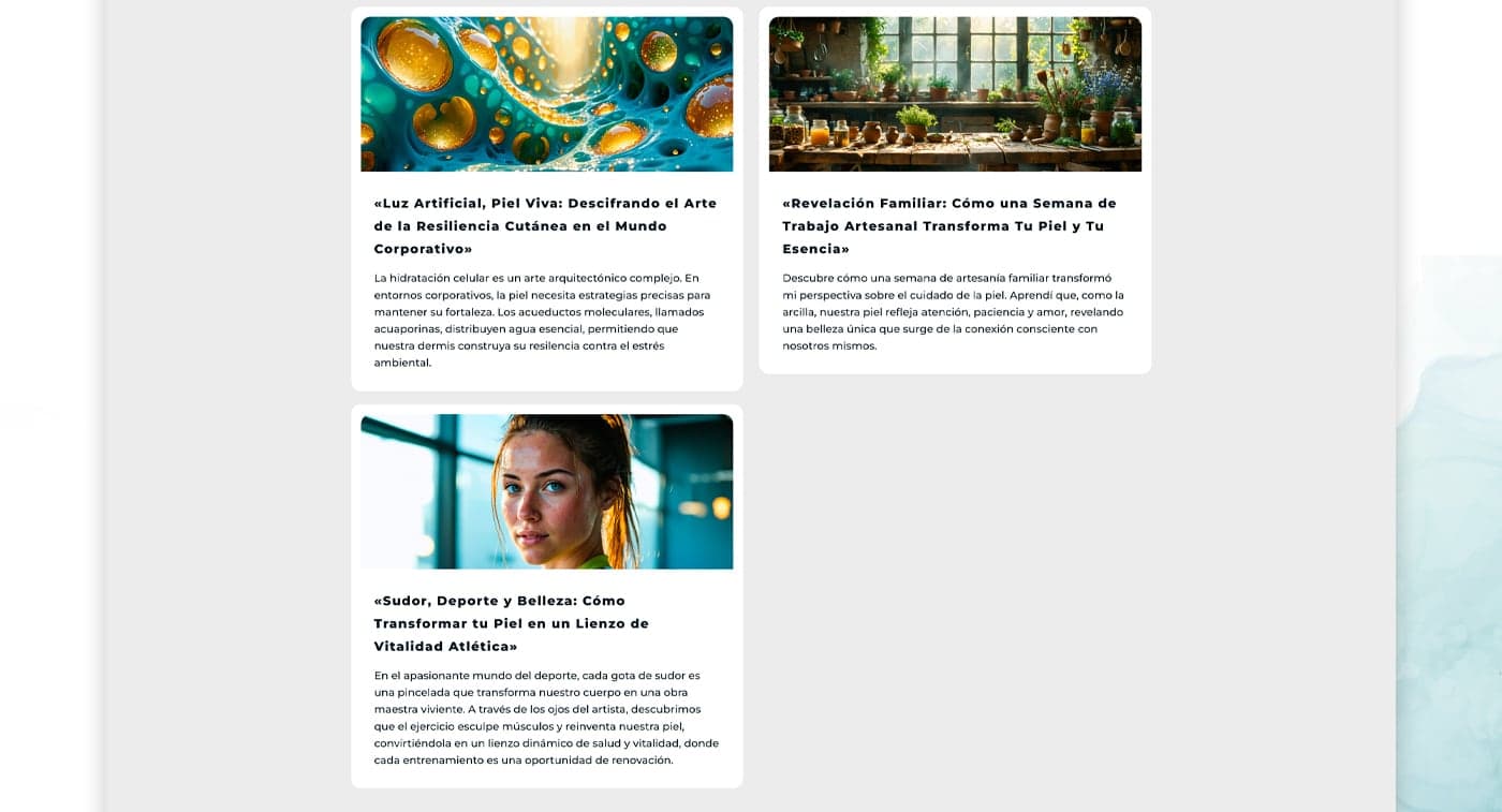 Grid of blog articles with their featured images