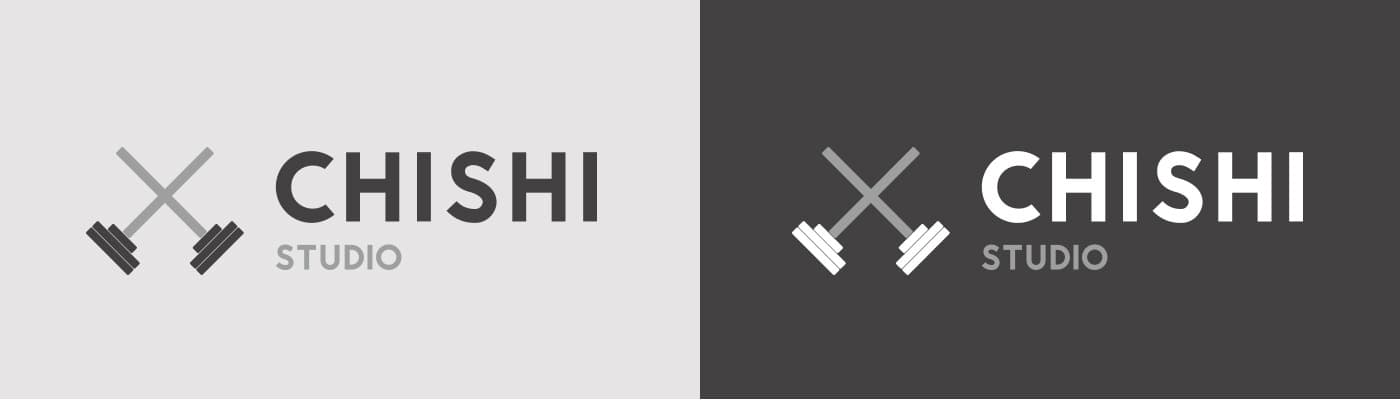 Logotip de Chishi Studio amb els dos chishi encreuats en versió clara i fosca