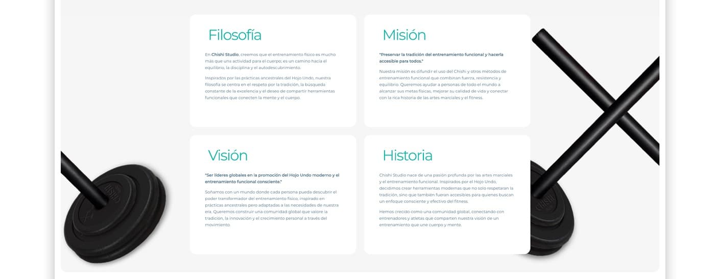 Blocs de filosofia, missió, visió i història de la marca sobre fons clar i fosc