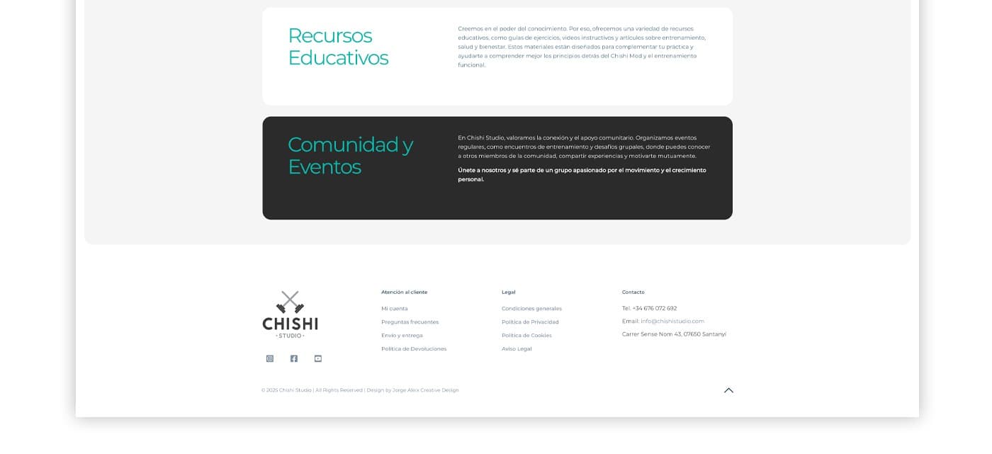 Targetes de recursos educatius i comunitat i esdeveniments amb el peu de pàgina de la web