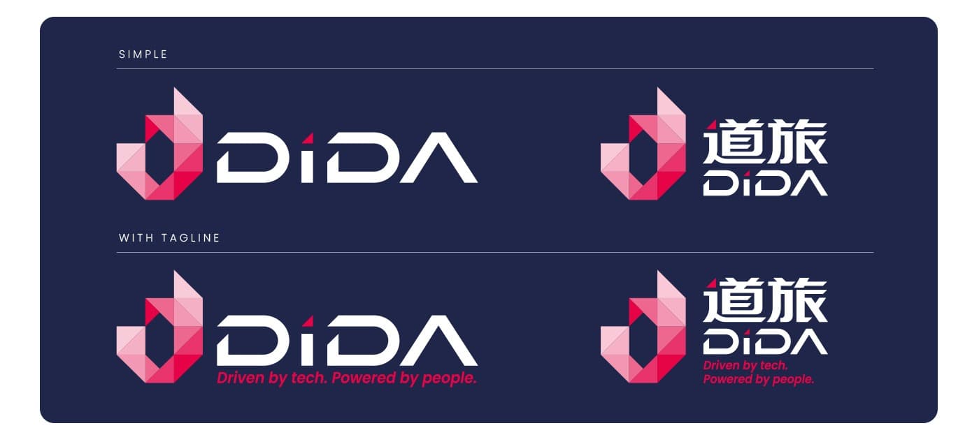 Logotipo Dida Travel en blanco sobre fondos oscuros, con eslogan